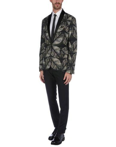 Shop Dsquared2 Man Suit Jacket Dark Green Size 40 Viscose, Linen