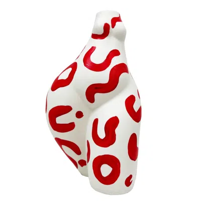 Quillattire Red / Neutrals Red Leopard Booty Vase In Red