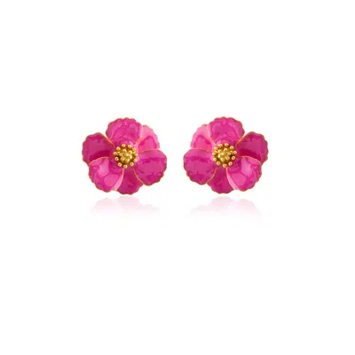 Milou Jewelry Women's Fuchsia Pink Petite Flower Earrings In Pink