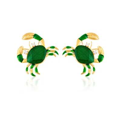 Milou Jewelry Women's Green Crab Earrings In Green