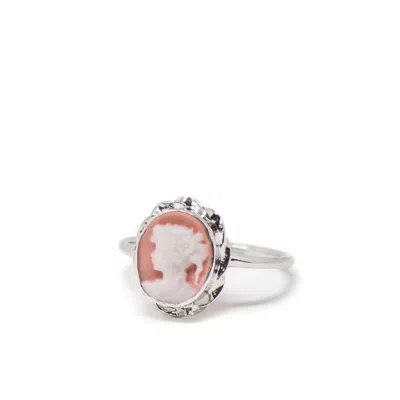 Vintouch Italy Women's Orange Pink Mini Cameo Stacking Ring In Orange