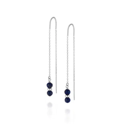 Nellou Jewellery Women's Blue / Silver Fall Birthstone Earrings September Lapis Sterling Silver In Multi