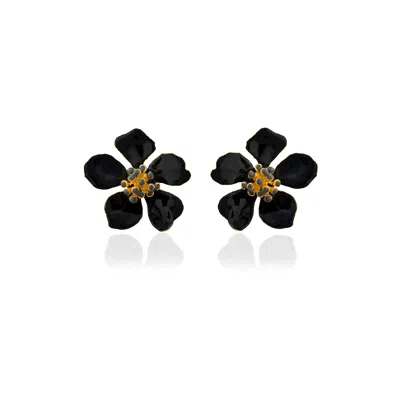 Milou Jewelry Women's Black Cherry Blossom Flower Earrings In Black