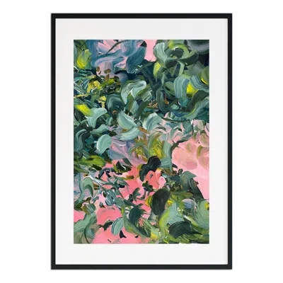 Jessica Slack Studio Green Bejewelled Petals - Abstract Floral Print In Multi