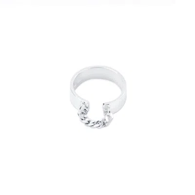 Undefined Jewelry Women's Silver Open End Knuckle Ring With Chain In Silver