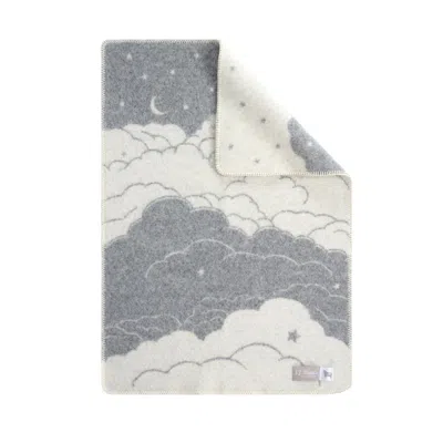 J.j.textile Grey Clouds Little Wool Blanket In Blue