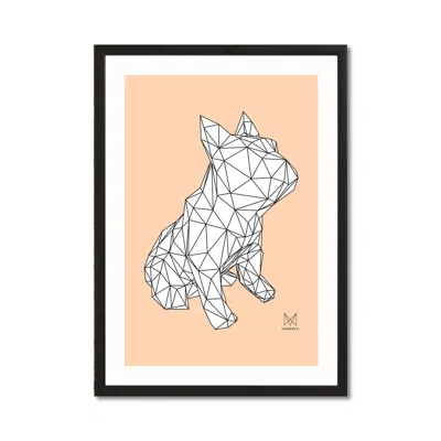 Marokka Design Neutrals French Bulldog Geometric Print - Frank In White On Peach In Multi