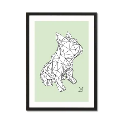 Marokka Design French Bulldog Geometric Print - Frank On White On Green In Multi