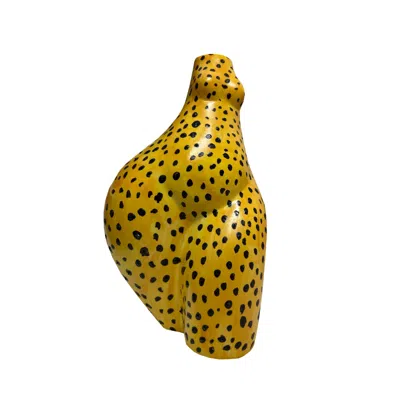 Quillattire Black / Yellow Yellow Leopard Full Booty Vase In Multi