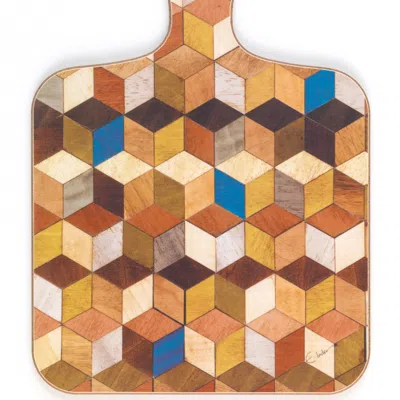 E. Inder Designs Chopping Board Paddle And Hexagonal Teapot Stand Gift Set In Warm Autumn Colours And A Pop Of Blue.  In Multi