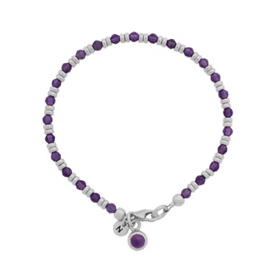 Nellou Jewellery Women's Purple Linear February Birthstone Bracelet Amethyst Sterling Silver In Purple