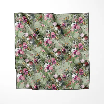 Artifact. Women's Green / Pink Silva Reverie Large Luxury Square Silk Scarf In Multi