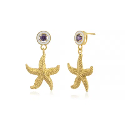 Milou Jewelry Women's Starfish Drop Earrings - White In White