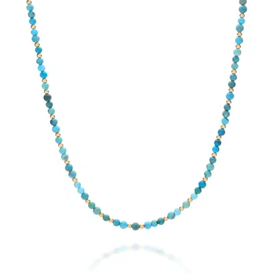Nellou Jewellery Women's Blue / Gold Jewel Bead December Birthstone Necklace Gold Plated Sterling Silver - Turquoise In Multi