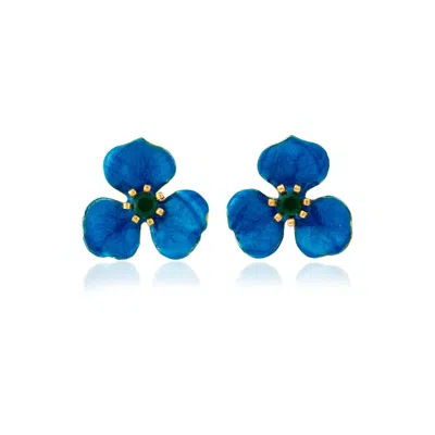 Milou Jewelry Women's Blue Petal Flower Earrings In Blue