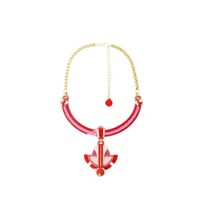 Gissa Bicalho Women's Acrylic Handmade Necklace Buriti Pink In Gold