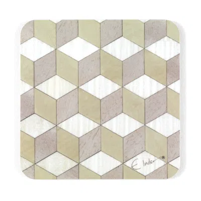 E. Inder Designs White / Neutrals / Green Six Coasters Set In Green Neutral & White Scandinavian Design. Heat Resista In Multi
