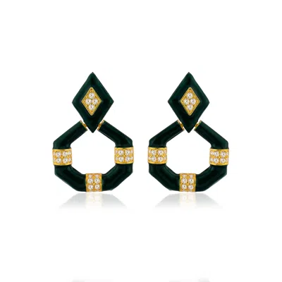 Milou Jewelry Women's Dark Green Geometric Drop Earrings In Green