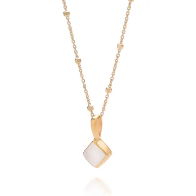 Nellou Jewellery Women's Neutrals Diamond Moonstone Necklace Birthstone June Gold Plated Sterling Silver In Multi