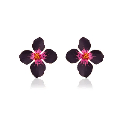 Milou Jewelry Women's Purple Clover Flower Earrings In Purple
