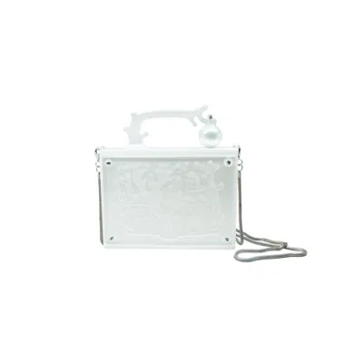 Gissa Bicalho Women's Acrylic Handmade Bag Clutch Coral Branch White In White