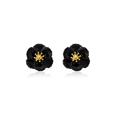 Milou Jewelry Women's Black Blossom Flower Earrings In Black