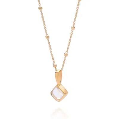 Nellou Jewellery Women's Neutrals Diamond Crystal Birthstone April Necklace Gold Plated Sterling Silver In Multi