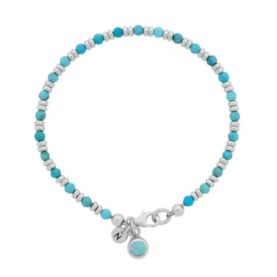 Nellou Jewellery Women's Blue Linear December Birthstone Bracelet Turquoise Sterling Silver In Blue