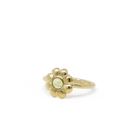 Vintouch Italy Women's Green Mini Flower Gold-plated Peridot Ring In Green