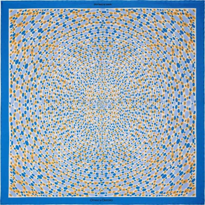 Otway & Orford Men's Gold / Blue / White 'infinity' Spotted Silk Pocket Square In Blue, Gold & White. Full-size. In Multi