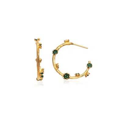 Milou Jewelry Women's Small Green Flower Hoop Earrings In Green