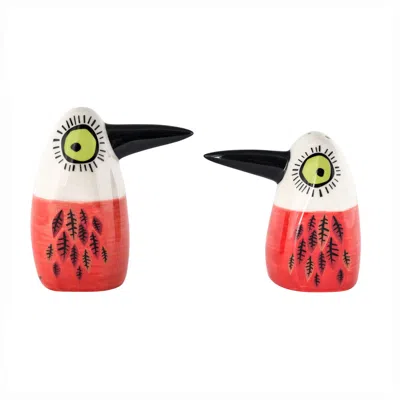 Hannah Turner Red Bird Salt & Pepper Shakers In Red