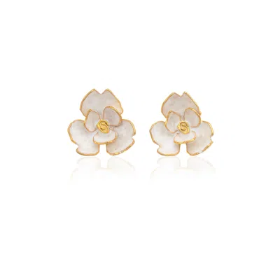 Milou Jewelry Women's White Rose Flower Earrings In White