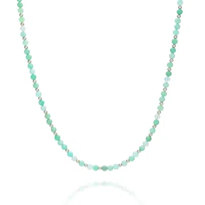 Nellou Jewellery Women's Green / Silver Jewel Bead May Birthstone Necklace Sterling Silver - Chrysoprase In Multi