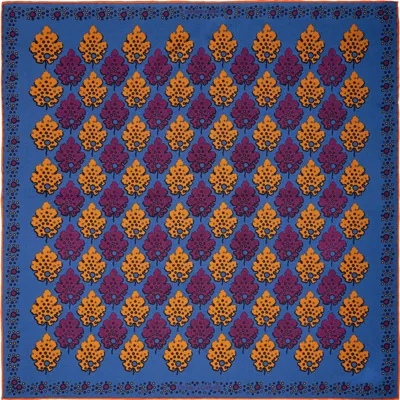 Otway & Orford Men's Gold / Blue 'motif' Geometric Silk Pocket Square In Blue, Burgundy & Gold. Full-size. In Multi