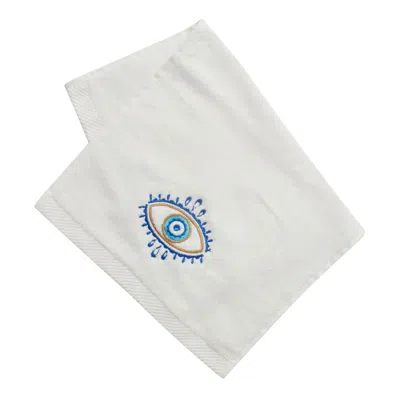 Km Home Collection Eye Embroidery Face Towel In White
