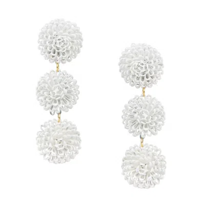 Pat’s Jewelry Women's White Pompom Earrings In White
