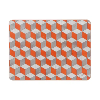 E. Inder Designs Placemats Set Of Four In Orange White And Grey. Heat Proof Melamine. Please Measure Plate Before Pur In Multi