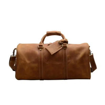 Touri Men's Leather Weekend Bag With Shoe Storage - Brown In Brown
