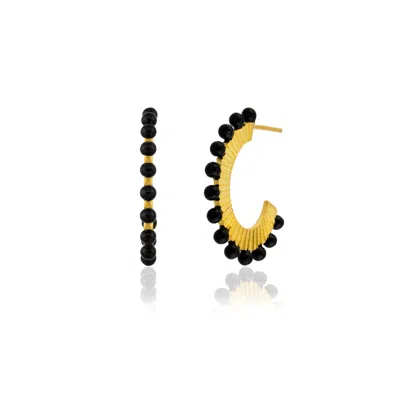 Milou Jewelry Women's Black Oval Hoop Earrings In Black