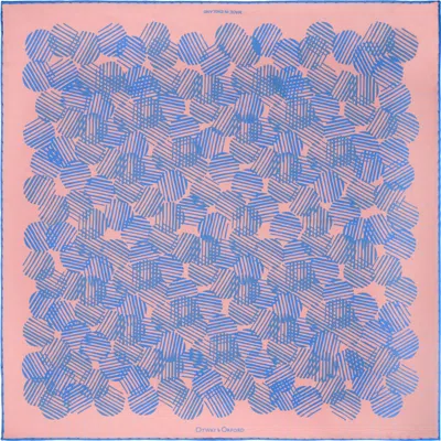 Otway & Orford Men's Pink / Blue 'dot Dash' Silk Pocket Square In Pink With Blue. Full-size. In Multi