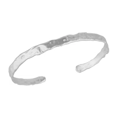 Mejoma Women's Naturally Textured Thin Cuff Bangle In Silver In Silver