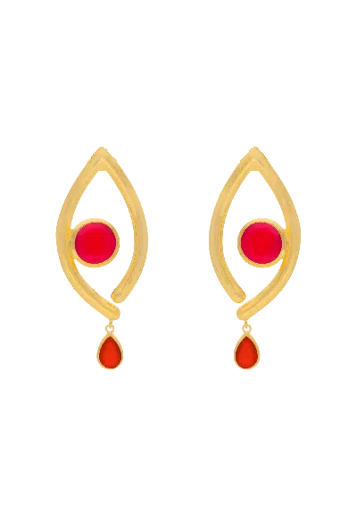 Lavani Jewels Women's Red / Orange Intuition Orange Earrings In Gold