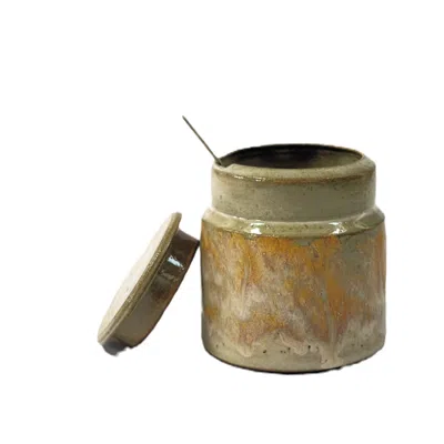 Clay And Limes Grey / Orange Lidded Jar In Multi