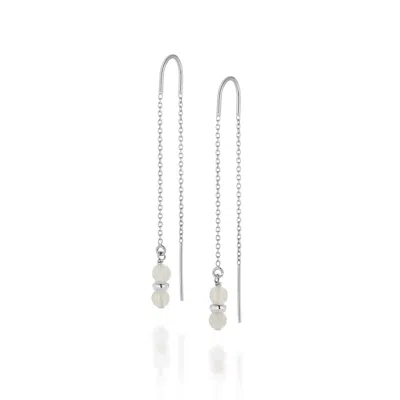 Nellou Jewellery Women's White / Silver Fall Birthstone Earrings June Moonstone Sterling Silver In Multi