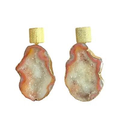 Magpie Rose Women's Orange Sunset Rocks In The Sky Earrings In Orange