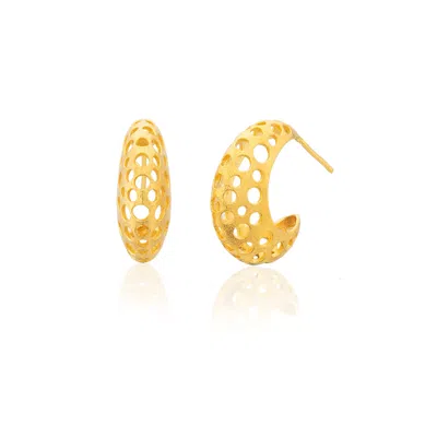 Milou Jewelry Women's Gold Perforated Hoop Earrings In Gold