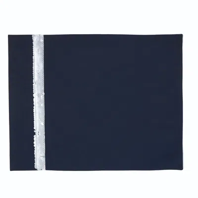 Km Home Collection Silver Sequins Linen Placemat Set Of 2 In Black