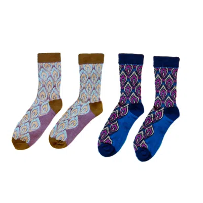 Suki Wang London Women's Peacock Plume Cotton - Sock Bundle