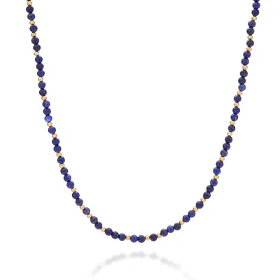 Nellou Jewellery Women's Blue / Gold Jewel Bead September Birthstone Necklace Gold Plated Sterling Silver - Lapis In Multi